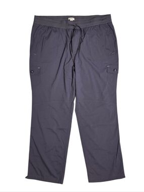 NWT LL Bean Gray Hiking Pants Women's 2X Cargo Pockets Pull On Stretch Waist